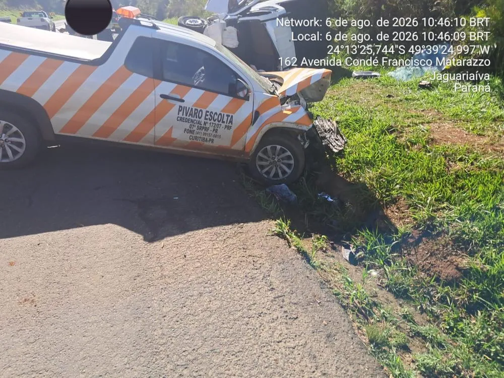 Colisão frontal entre duas Fiat Strada deixa dois feridos na PR-151, em Jaguariaíva