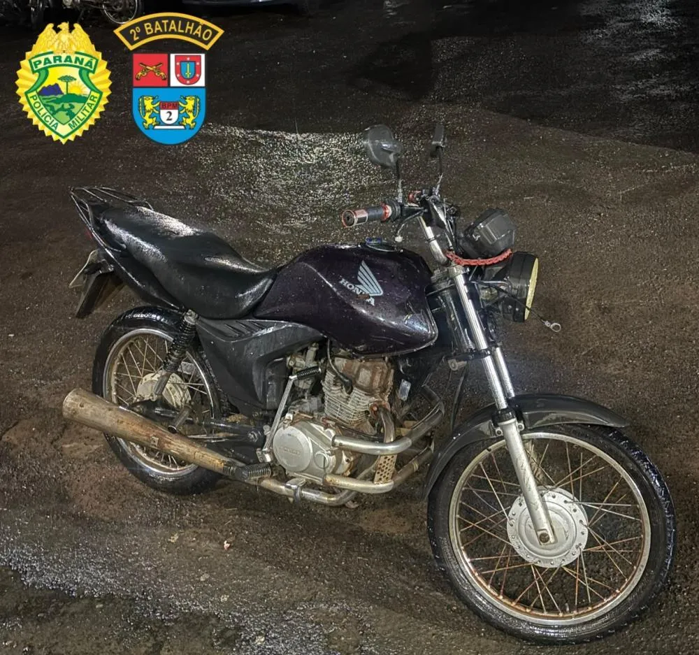 Polícia Militar recupera motocicleta furtada em área de mata em Santo Antônio da Platina
