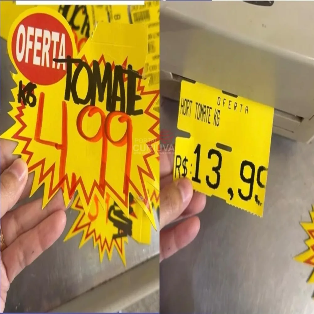 CURIÚVA: Tomate passa de R$ 4,99 para R$ 13,99 em supermercado após vitória de Lula